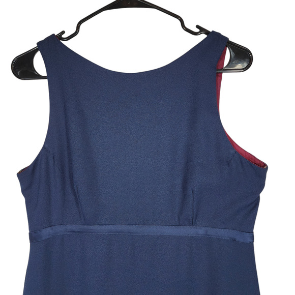 Vtg After Six Gown Womens 10 Maxi Dress Navy Blue A Line Prom Wedding Formal USA - Picture 6 of 12